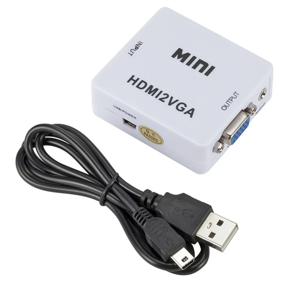 HD 1080 P Mini HDMI к VGA конвертер адаптер 3,5 мм Джек аудио Выход HDMI2VGA В комплект поставки входит адаптер для ноутбука к HDTV проектору