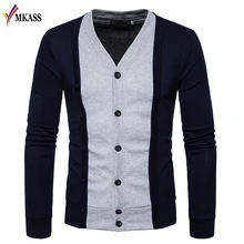 Новинка весна осень модная брендовая одежда мужской вязаный свитер тренд v-образный вырез Slim Fit мужской кардиган хлопок полосатый свитер для мужчин