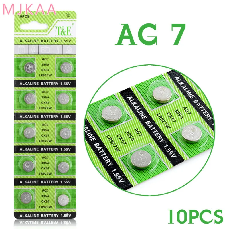 

10pcs/pack AG7 Button Batteries Cell Coin Alkaline Battery 1.5V GR927 395A For LR927 LR57 SR927W 399 Watch Electronic Toy Remote
