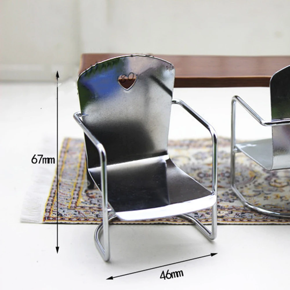 

1Pcs 1/12 Dollhouse Miniature Accessories Mini Metal Chair Simulation Furniture Model Toys for Doll House Decoration