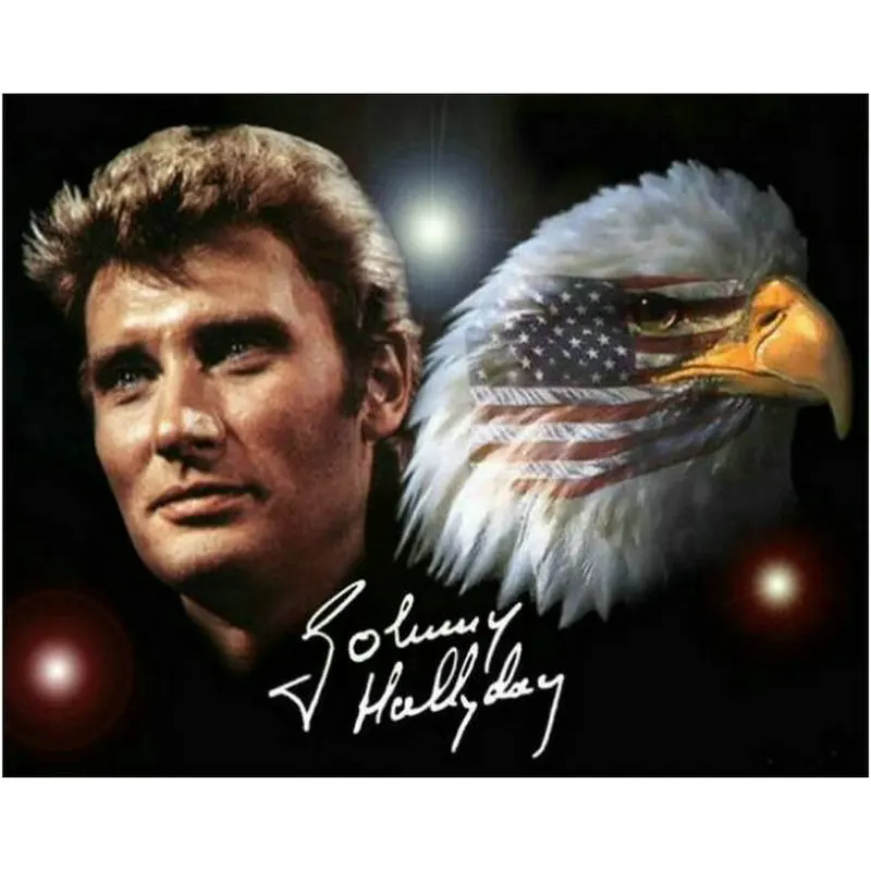 

5d Diamond Painting johnny hallyday Eagle Full Square Diamond Embroidery 3d round French Singer Diamond Mosaic Sticker Decor