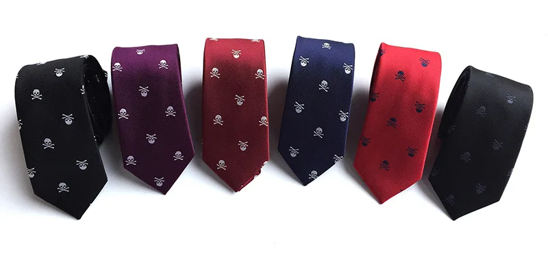 Высокое качество 1200-pin Новый 6 см узкий череп голова галстук для Хэллоуин Мужская мода галстук для вечеринок