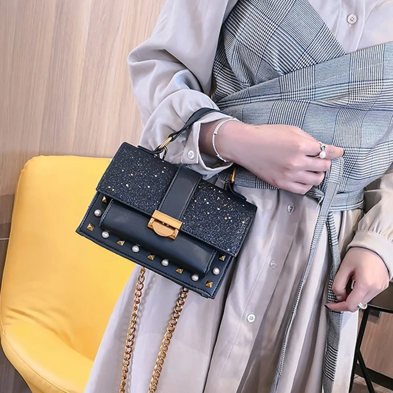 Women Handbag Fashion Sequin Female Exquisite Shoulder Bags Rainbow Rivet Crossbody Bag Messenger Bags Bolsos Mujer Tote SS7164 (18)