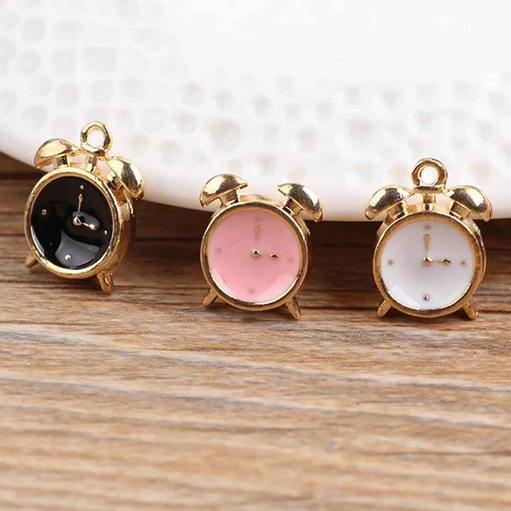 

10pcs/set 3D Enamel Alarm Clock Charm Pendant 15*10mm Fit DIY Bracelet Making Wholesale