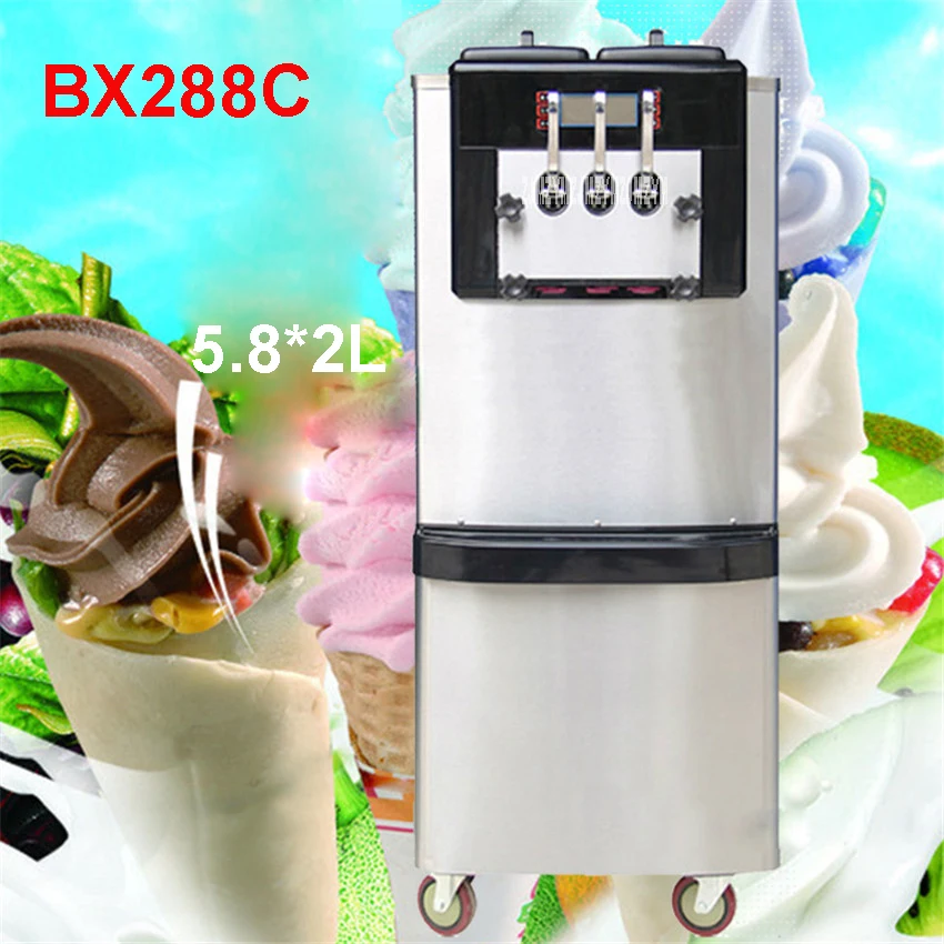

BX288C 110V / 220V 22-28L /H 3 Tasteful Yogurt Commercial Soft Ice Cream Vertical Three-Color Machine Conto Gelato Maker 1800W