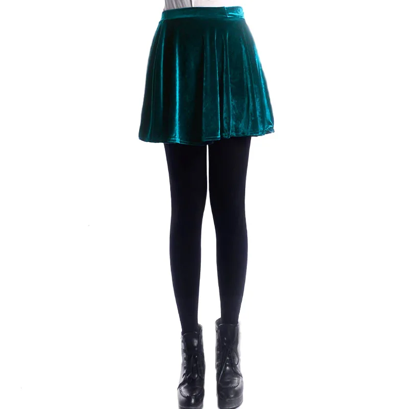 Плиссированная юбка в стиле Харадзюку; сезон зима-лето; эластичные женские юбки миди; женские пикантные Короткие мини-юбки для девушек; saias feminina jupe - Цвет: Dark Green