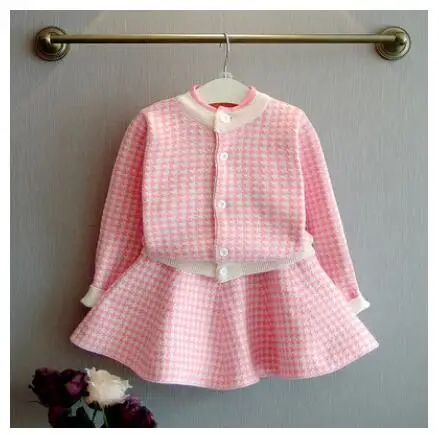 

2016 kids sets Winter Children suits Baby coat skirt 2pcs sets Girl Cute Plush outfits Kids clothing set 2-8T