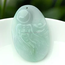 Естественный свет зеленый нефрит jade долголетие подвеска Бирма грузов нежный зеленый нефрит кулон Ян рисунок