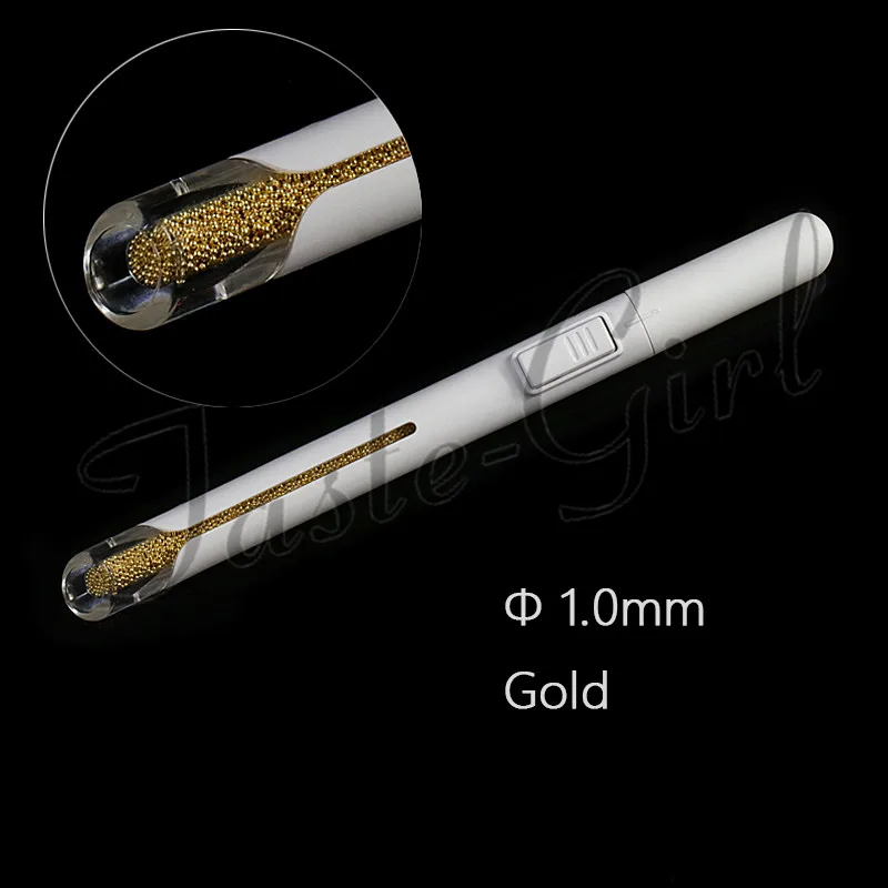 1 шт розовый золотой серебряный черный металлический Бисер для нейл-арта точечная ручка Стразы ручка слиток ручка для ногтей стальной шарик для хранения Маникюрный Инструмент - Цвет: 1.0mm gold