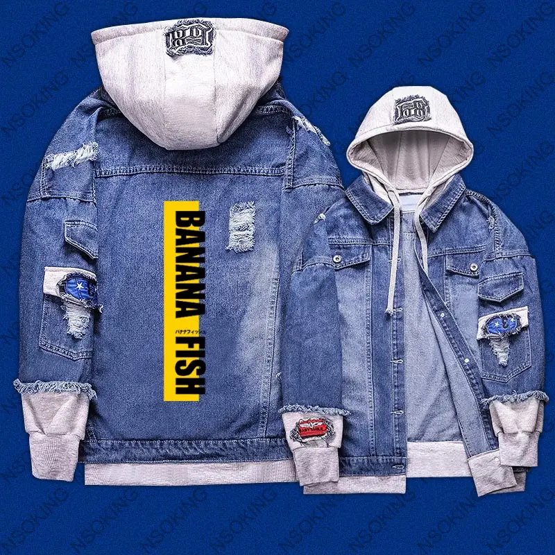 

New Spring banana fish hoodie Anime Aslan Jade Callenreese Jeans Coat Men Women Fashion Jacket