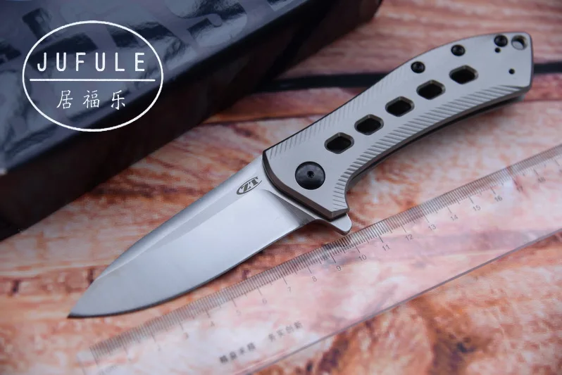 

JUFULE New OEM 0801 BRZ ball bearing Folding D2 Blade Titanium handle Camping Hunting Survival Kitchen Outdoor EDC Tool Knife