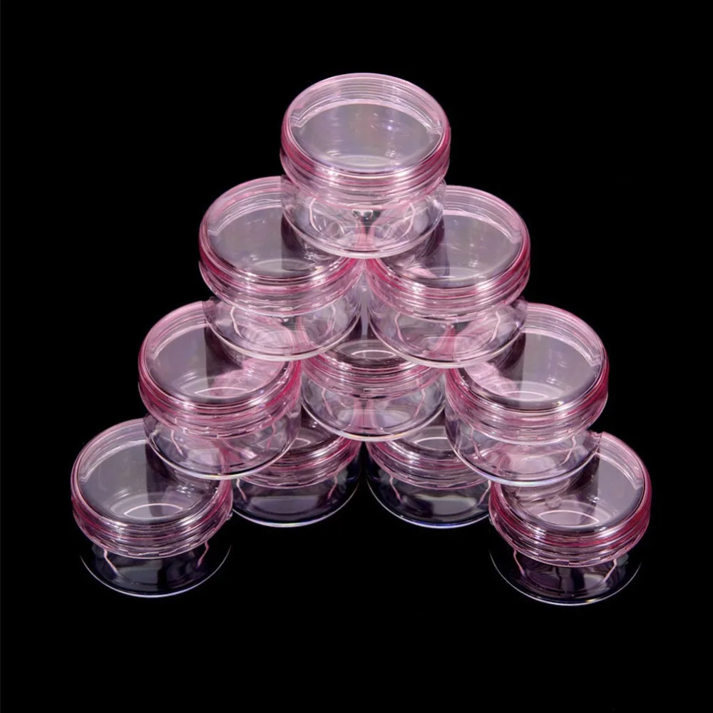 Best Offer of  10Pcs Plastic 5ml Cosmetic Jar Empty Eyeshadow Case Face Cream Bottles Glitter Container Eye shadow