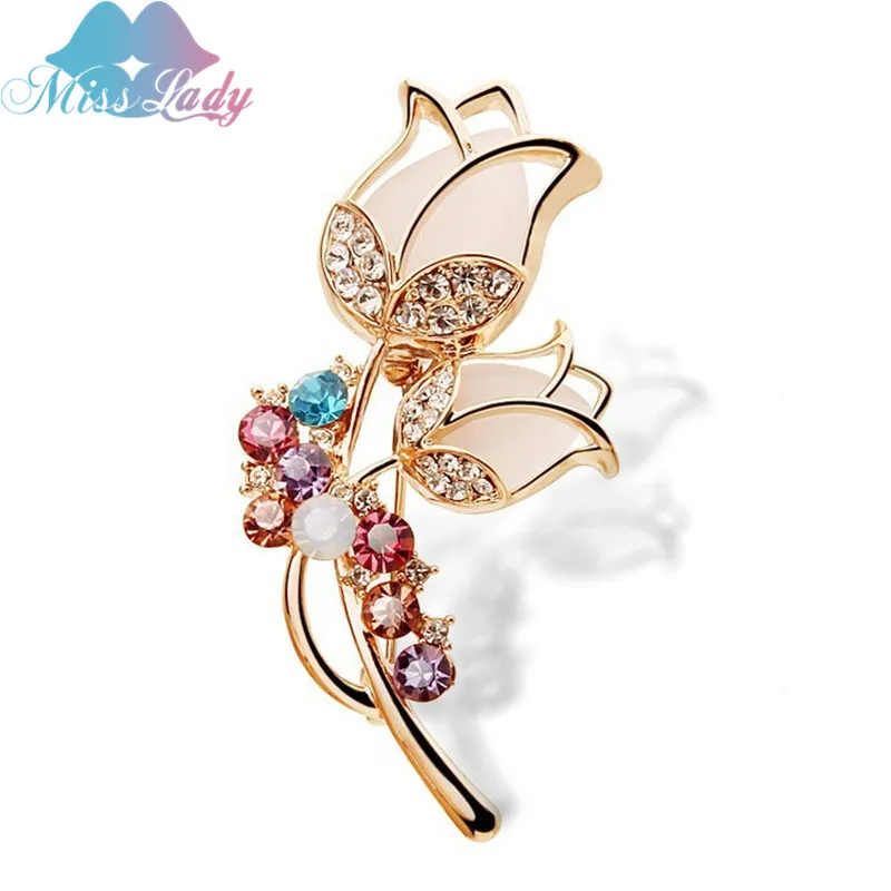 

Miss Lady New 2017 Rose Gold color Zircon Crystal Luxury Rose Brooches Wholesales Fashion Jewelry for women MLY5559