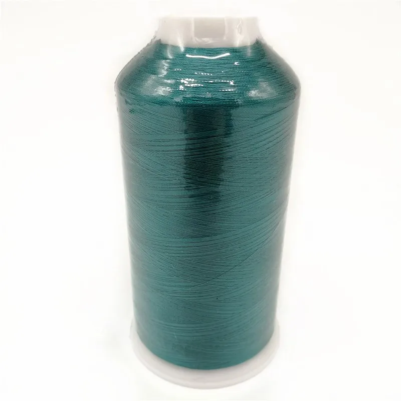 

High Quality 5000 Meters Green Color 120D/2 100% Reflective Viscose Rayon Embroidery Thread with Plastic Cone