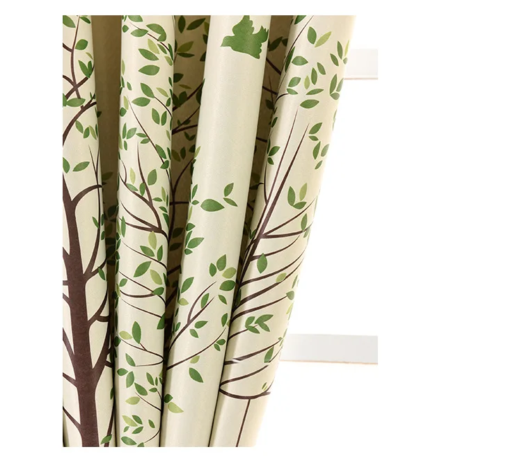 Modern Printed Tree Short Curtains for Kids Bedroom Children's Room Window Treatments Drape for Living Room