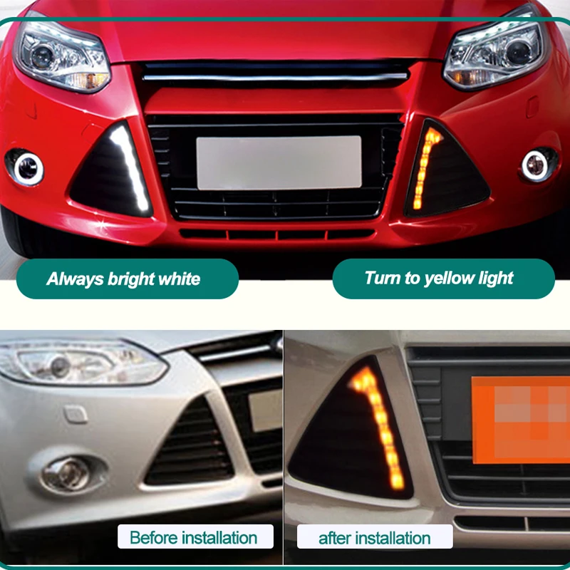 Hlxg 2 шт. для Ford Focus 3 2012 2013 2014 2015 автомобильный Стайлинг авто светодиодный дневные