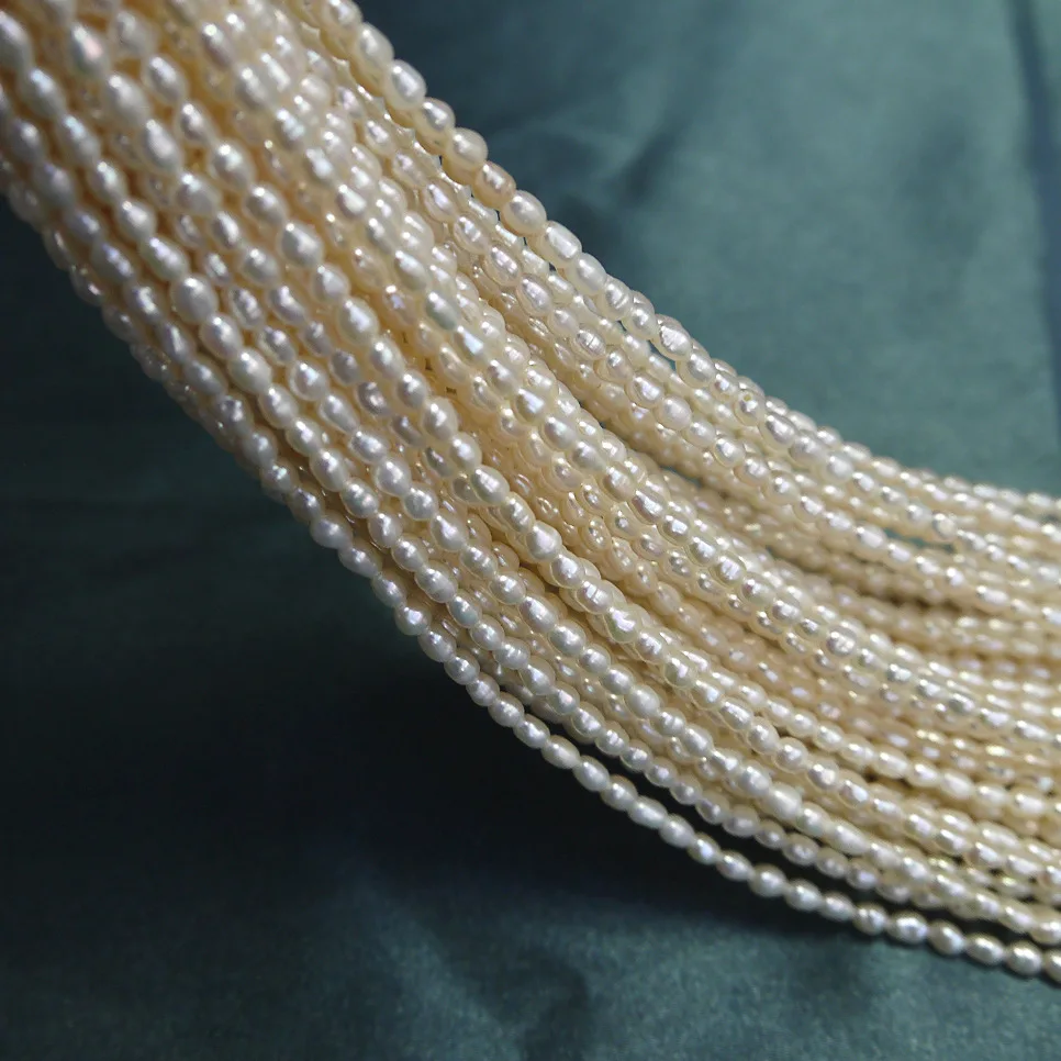 Ожерелье из натурального пресноводного жемчуга 3 мм|strand pearl|rice pearlpearl strand |