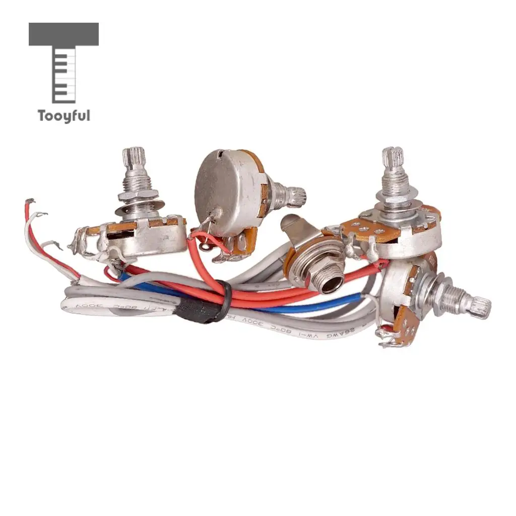 

Tooyful Electric Guitar Circuit Wiring Kit A500K B500K Pots Potentiometer w/ Socket for LP