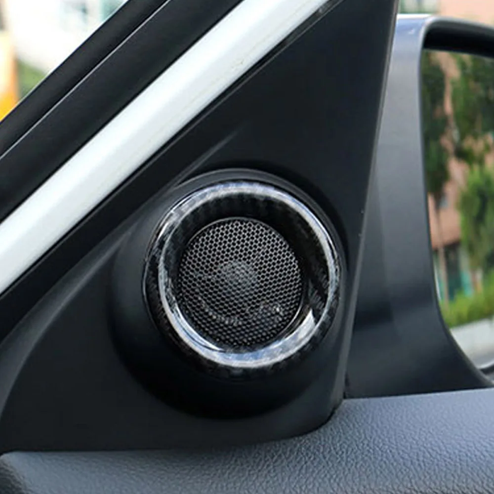 

Carbon Fiber Stereo Audio Ring Cover Door A-Pillar Speaker Sticker Loudspeaker Frame Sequins Trim For HONDA CIVIC 2016 2017 2018
