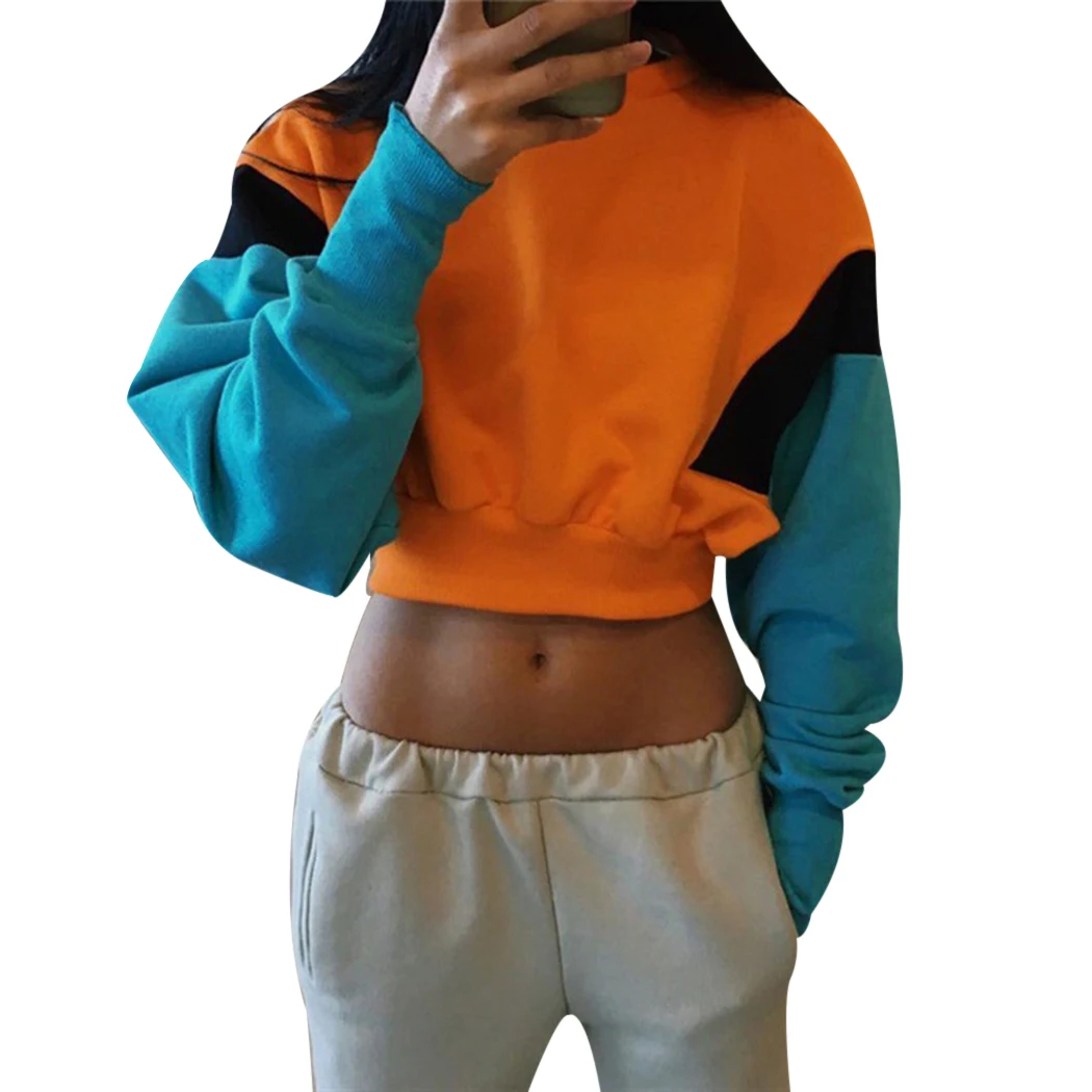 Women Hoody Spring Autumn Cute Mix Orange Hoodies Long Sleeve Loose