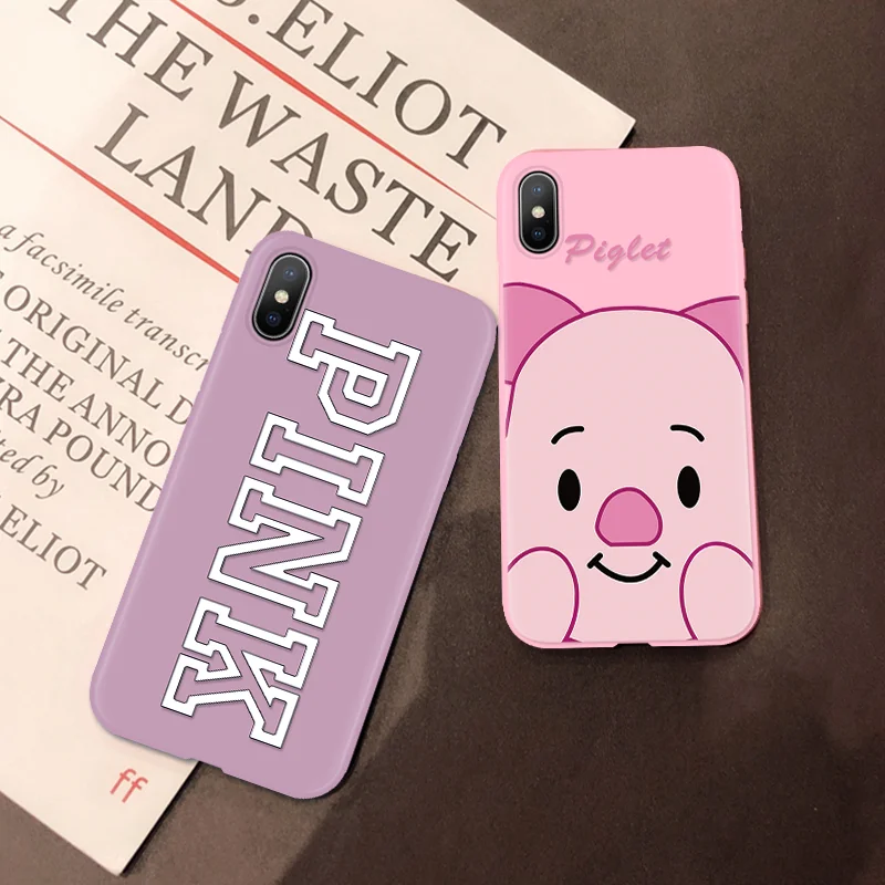 

Pink Silicone Case For iPhone 7 Plus 8 Fundas For iPhone 6 6s Plus Coque For iPhone X Xs Max XR 7plus TPU Lovey Piglet Cover
