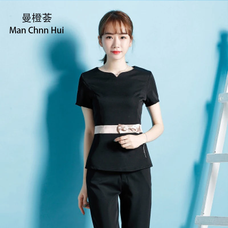 

spa uniform beauty Women Workwear Hotel Beauty Salon Nurse Uniform Front coat and Pants Suit