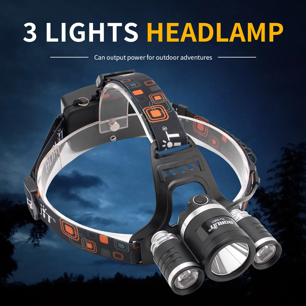 BORUiT XML L2 LED Headlamp Flashlight 4 Modes Lantern Rechargeable Headlight Portable Camping Hunting Head Torch Light 18650  (4)