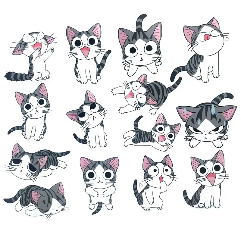 Pegatinas De Gato Kawaii De Dibujos Animados De Vinilo A Prueba De