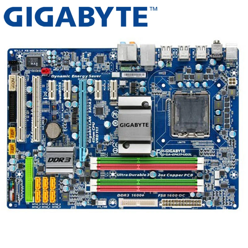 GIGABYTE GA EP43T UD3L настольная материнская плата P43 розетка LGA 775 для Core 2 Pentium Celeron DDR3 16G ATX