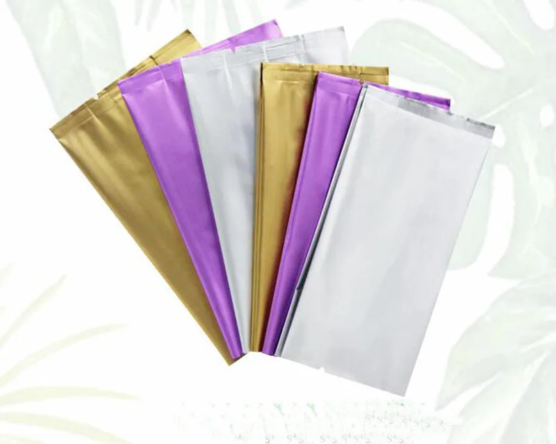 500PCS 8*14+2cm Top Open Silver blue Aluminum Foil Side Gusset Bag Heat