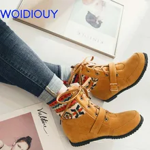 Boho Ethnic National Women Boots Lace up Buckle Striped Faux Suede Leather Ankle Boots Handmade Casual Flat Heel Female Shoes