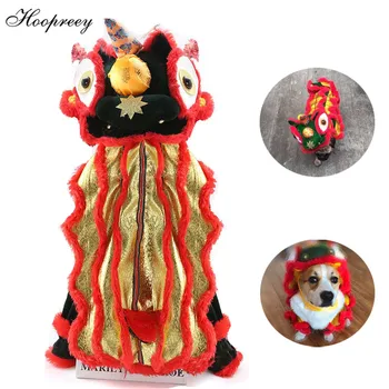 

New Chinese Style Lion Dance Costume Dog Clothes French Bulldog Transformed Pet Coat Four-legged Funny Cosplay Pet Clothes 10A