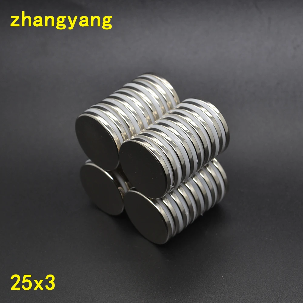 100 штук 25*3 N52 Сильный Круглый цилиндр магнит 25x3 мм редкоземельный неодимовый магнит 25x3 25 мм x 3 мм 25 мм* 3 мм