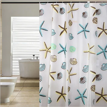 

HOT Seastar PEVA Waterproof Bath Bathroom Shower Curtain in 72x72 inch With Curtains Hooks