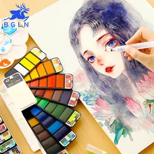 BGLN Portable Solid Water Color Paint Set With Paint Brush Bright Color Watercolor Painting Pigment Set For Student Art Supplies