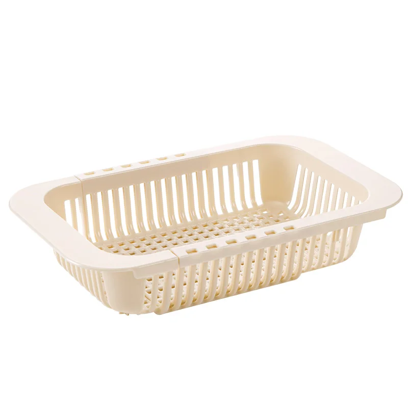 MeyJig Adjustable Sink Dish Drying Rack Kitchen Organizer Plastic Vegetable Fruit Holder Storage Rack Sink Drain Basket