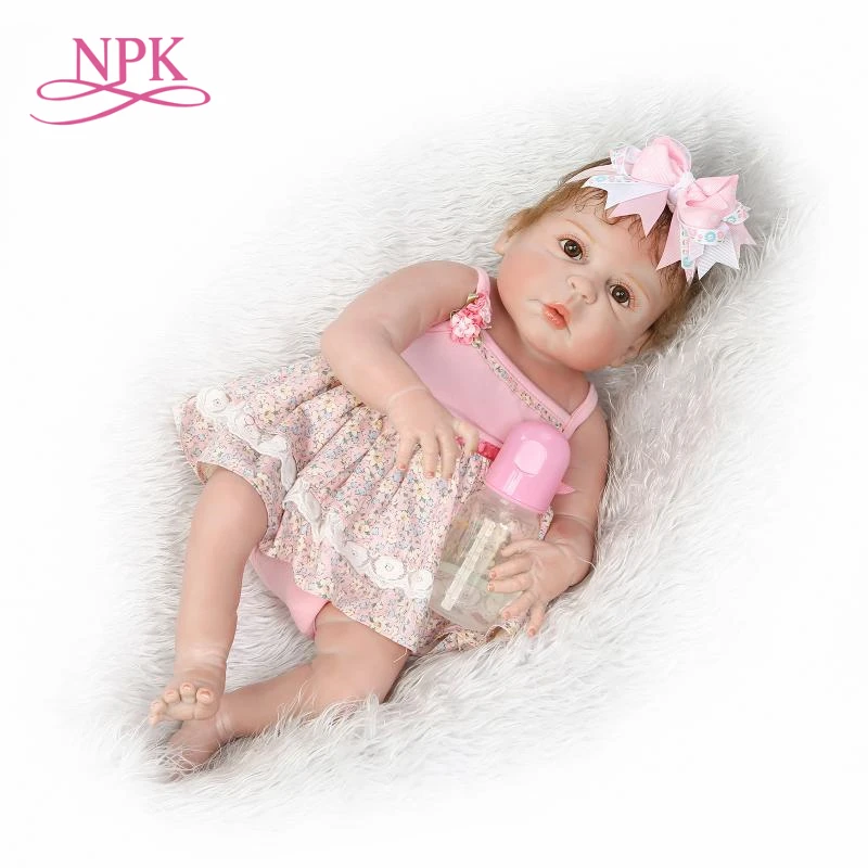 

NPK lifelike reborn baby doll full vinyl silicone soft real gentle touch cameron awake girl gift toys for children