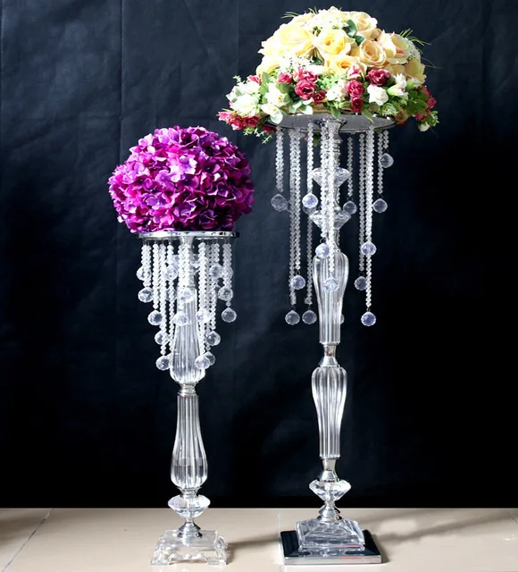 70cm Acrylic crystal wedding table centerpiece flower stand for wedding
