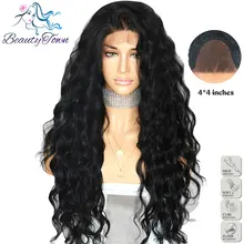 BeautyTown черный 28 дюймов Волнистые Шелковые волосы Хэллоуин праздник для женщин Свадьба партия ежедневный макияж Настоящее Синтетические Кружева передние парики