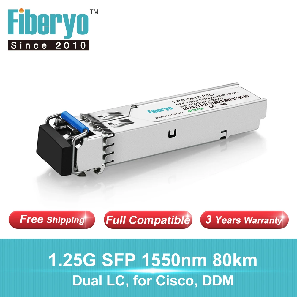 1 25 г SFP волокнооптические трансиверы Fibra оптика LC 1550nm 80 модуль приемопередатчика