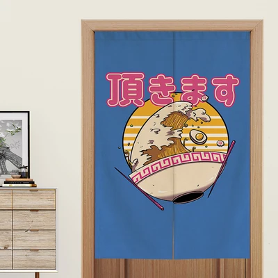 Деревянные палочки в японском стиле лапша кухонная дверная занавеска тканевый экран спальня ресторан банный Туалет декоративные подвесные занавески - Цвет: Небесно-голубой