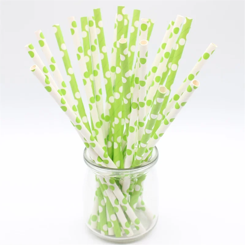 

100pcs(4bags)Mixed green series straws kids birthday wedding decorative party decoration event supplies drinking Paper Straws