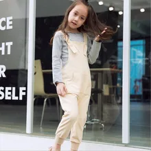 Г. Новые весенние комбинезоны для девочек детские штаны на подтяжках однотонный хлопковый комбинезон для девочек, Детский Повседневный комбинезон, брюки для детей от 3 до 12 лет