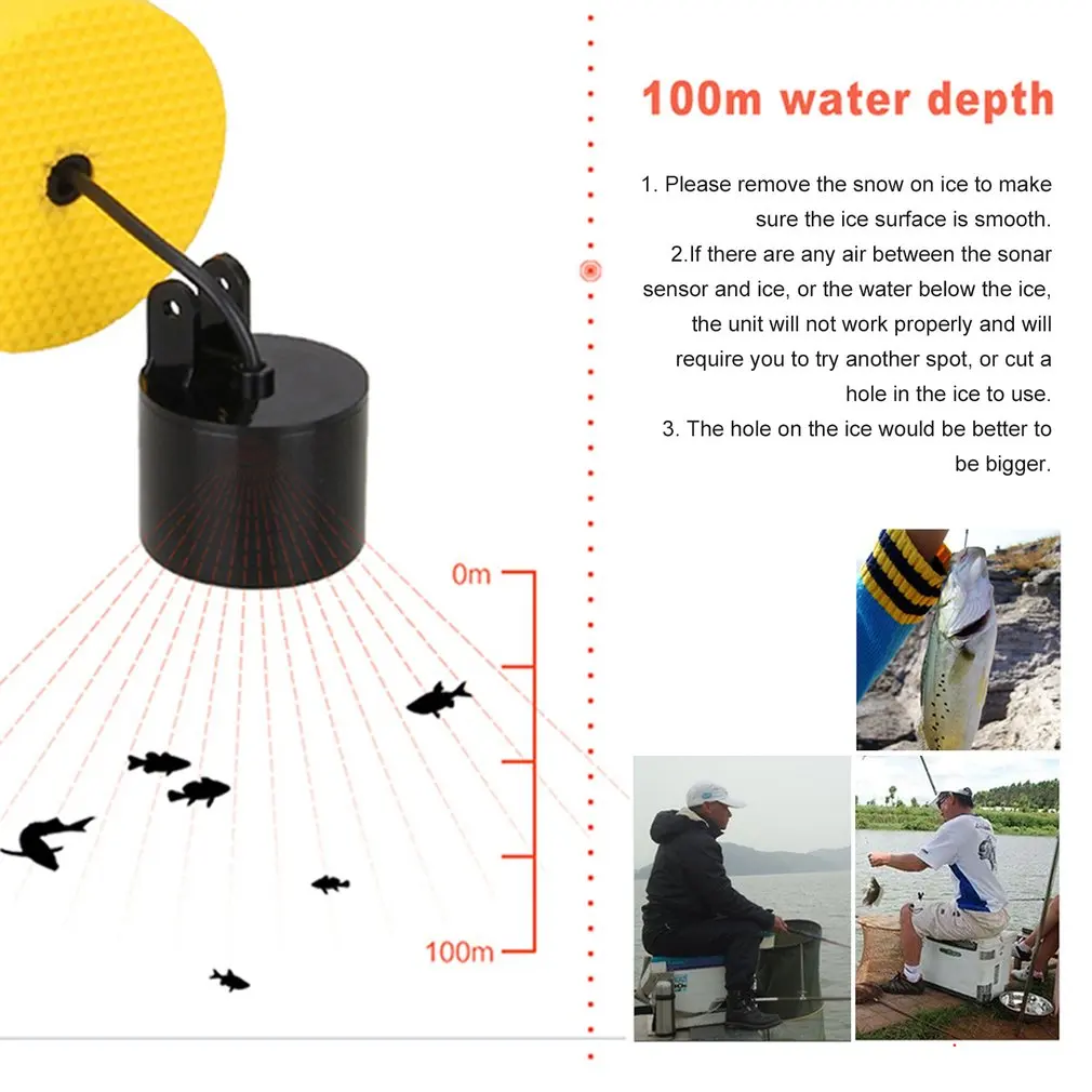 المحمولة صياد السمك سونار مسبار إنذار محول Fishfinder 0.7-100 m الصيد السونار مع بطارية الإنجليزية عرض المحمولة صياد السمك سونار مسبار إنذار محول Fishfinder 0.7-100 m الصيد السونار مع بطارية الإنجليزية عرض