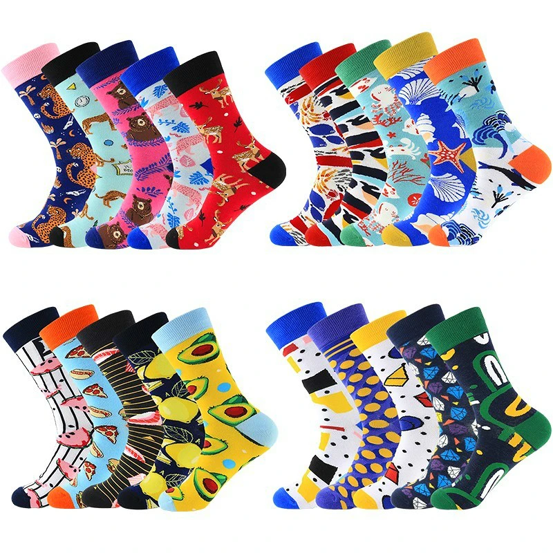 

PEONFLY 5/6/7pcs/lot 2019 New Women Socks Cotton Casual Funny Cartoon Deer Design Sokken Hip Hop Happy Socks For Christmas Gift
