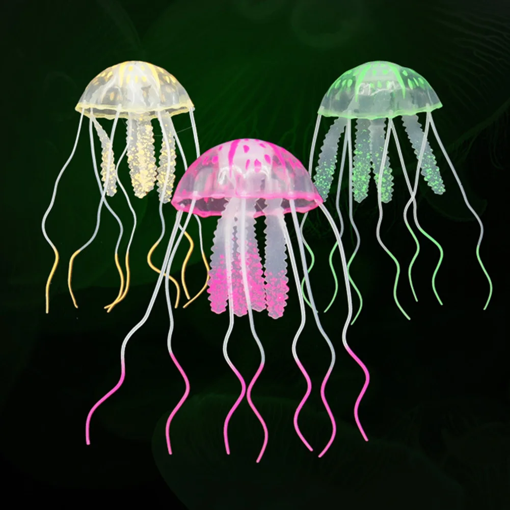 Светящийся безопасный силиконовый резервуар для воды искусственное украшение «Медуза» яркий аквариум реалистичный