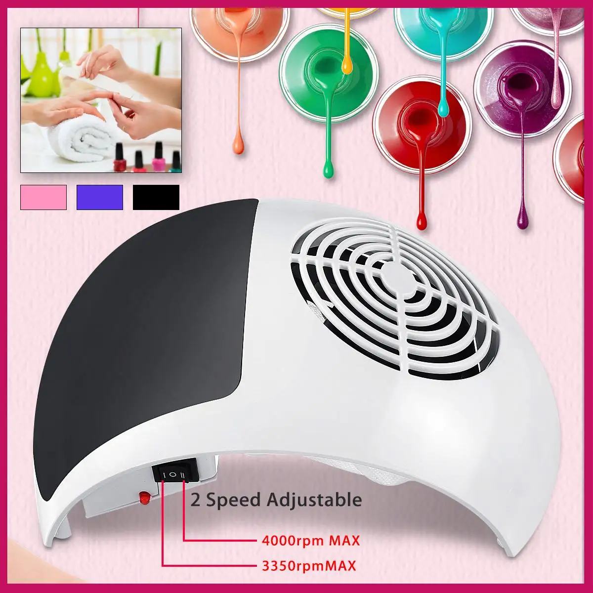 

Nail Dust Remover Suction Collector Manicure Machine Vacuum Cleaner 2 Adjustable Speed Professional Tool for Nail Art Making