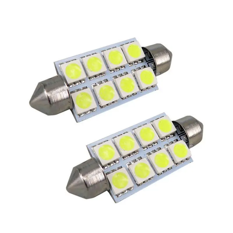 

Mayitr 2pcs 42mm 5050 8LED Canbus Car Interior Festoon Dome Light Bulb White Reading Roof Map License Plate light