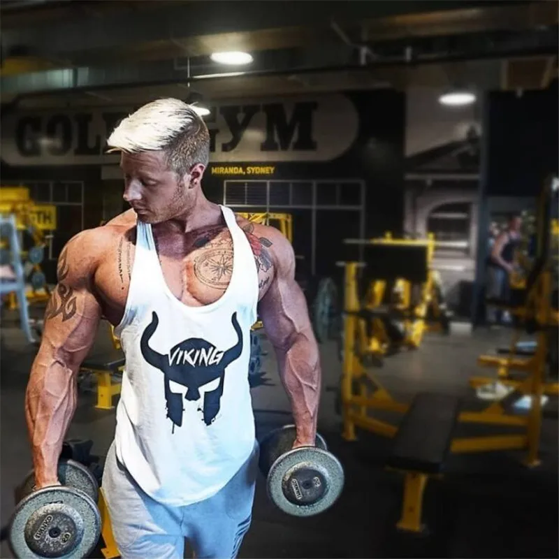 

2019 Brand Mens Sleeveless Tank Tops Summer Print Cotton Male Tank Tops gyms Clothing Bodybuilding Undershirt Fitness tank tops