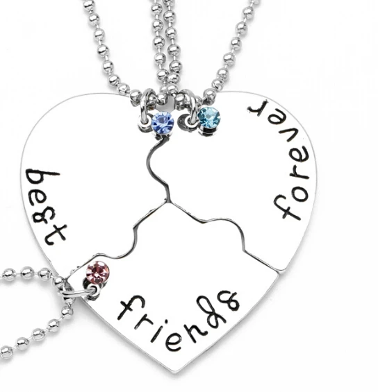 Set of 2/3/4 Best Friends Necklace Couples Paired Necklaces Pendants Unisex Lovers Valentine's Gift BFF Friendship Jewelry - Окраска металла: style 18